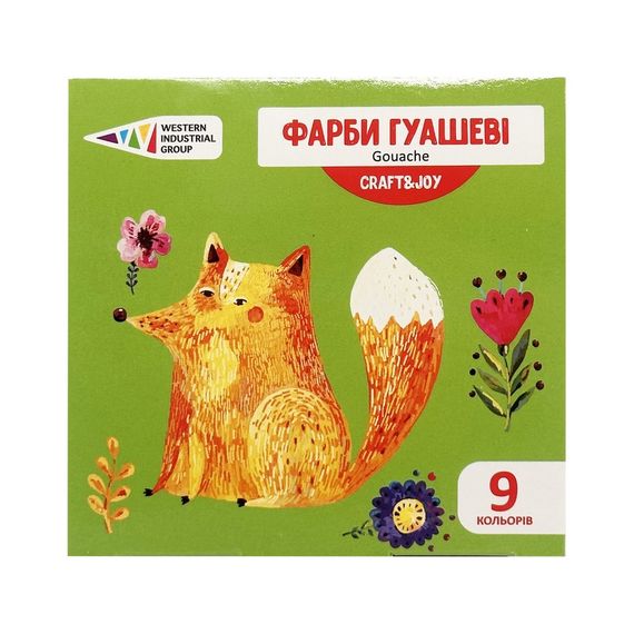 Детские гуашевые краски "Craft & Joy" 221032/Cr 9 цветов, по 10 мл