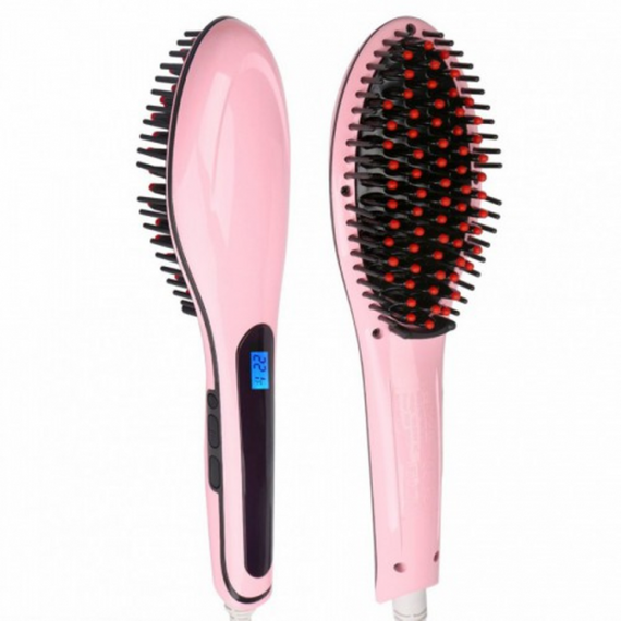 Електрична щітка-випрямляч Fast Hair Straightener HQT-906 Фен-щітка для випрямлення та укладки волосся з LED дисплеєм та | Зображення 1