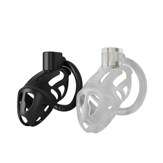 Клетка для пениса LOCKINK SEVANDA Plastic Penis Chastity Cage, черная, 3 кольца разных размеров sexstyle | Зображення 8