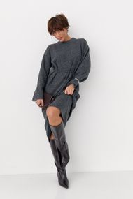 Довга в'язана вільна сукня - сірий цвет, ONE SIZE (є розміри)