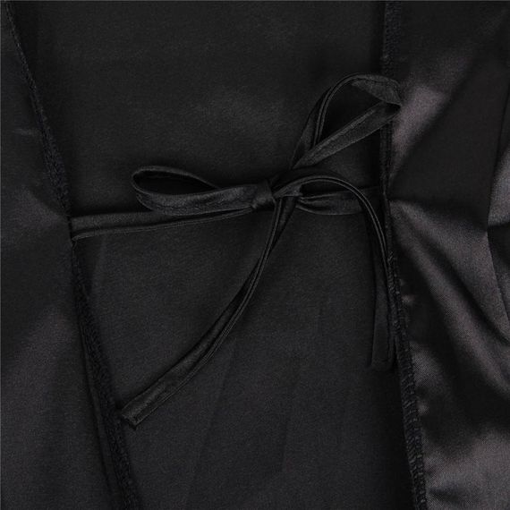 Халат черный под пояс и длинными кружевными рукавами Star Night стринги в комплекте, XL/2XL sexstyle | Зображення 4