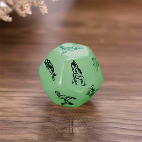 Романтическая игра неоновый двенадцатигранный кубик "Позы"  - Sex кубик