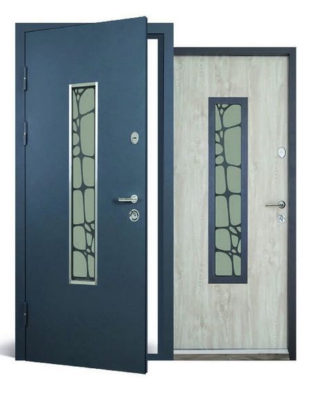 Двері вхідні Abwehr з терморозривом модель Solid Glass RAL7021