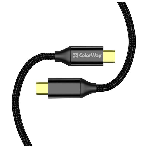 Дата кабель USB-C to USB-C 1.0m USB3.2 (20Gbps 4K PD100W) Gen2 5А black ColorWay (CW-CBPDCC062-BK) | Зображення 2