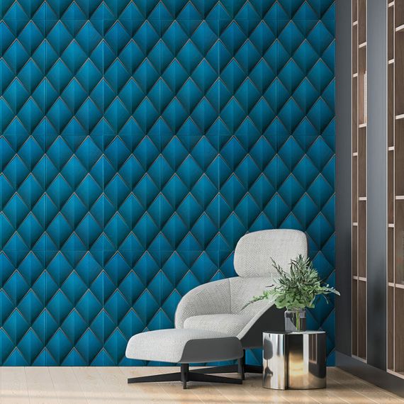 Панель стінова 3D 700х700х4мм ромб синій (D) SW-00001985 | Зображення 3