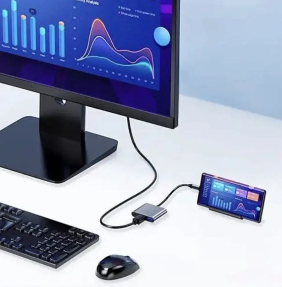 Переходник адаптер 3в1 с Type-C на HDMI, USB, USB-C / Конвертер Full HD, 1080p, 4K, 2K, UHD, | Зображення 3