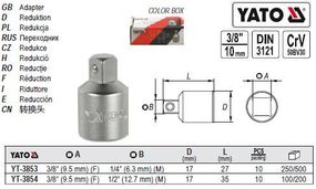 Переходник YATO перехидник M=3/8"(F)/1/2"(М) L=35 мм YT-3854