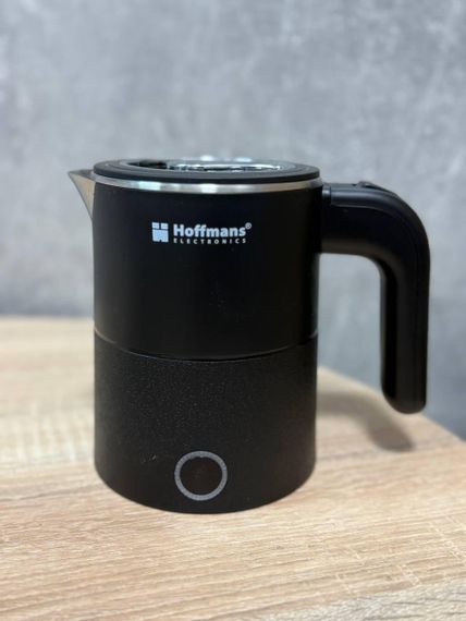 Электрочайник Hoffmans HM-2561 компактный 0,8л металл и пластик скрытый нагревательный элемент 1000 Вт Черный | Зображення 1