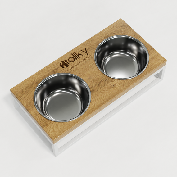 Миски на подставке для маленьких собак и котов Hollky Base S (2 × 0,45 л) BS-36187-WHNT | Зображення 3