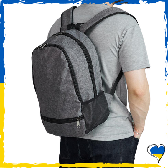 Рюкзак серый вместительный. Рюкзак на 2 отделения. Унисекс, качественный. Для ноутбука и школы