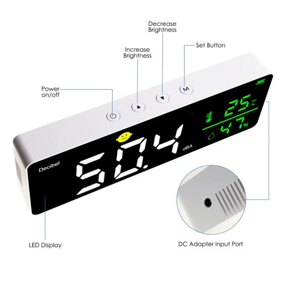 TK336PLUS — цифровий вимірювач рівня звуку з великим LED-екраном та функцією термогігрометра | Зображення 1