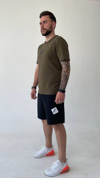 Мужской летний костюм двойка с шортами, размер 52, цвет черный с хаки | Зображення 3