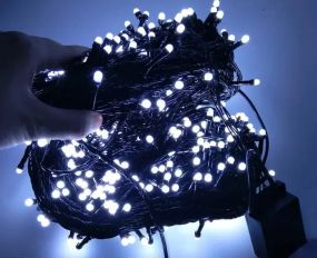 Светодиодная Гирлянда нить 101 led Белая (черный провод)
