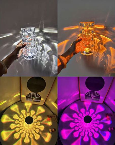 Настольная лампа - ночник Алмаз Crystal Lamp Diamond RGB · Хрустальный атмосферный светильник на аккумуляторе, 16 цветов | Зображення 4