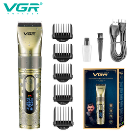 Аккумуляторная машинка для стрижки VGR V-659, 5 насадок, регулировка мощности, IPX7, LED дисплей