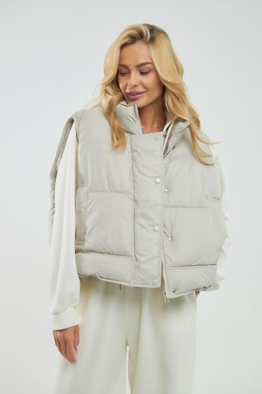 Тепла жилетка на блискавці - бежевий цвет, M (є розміри) | Зображення 4