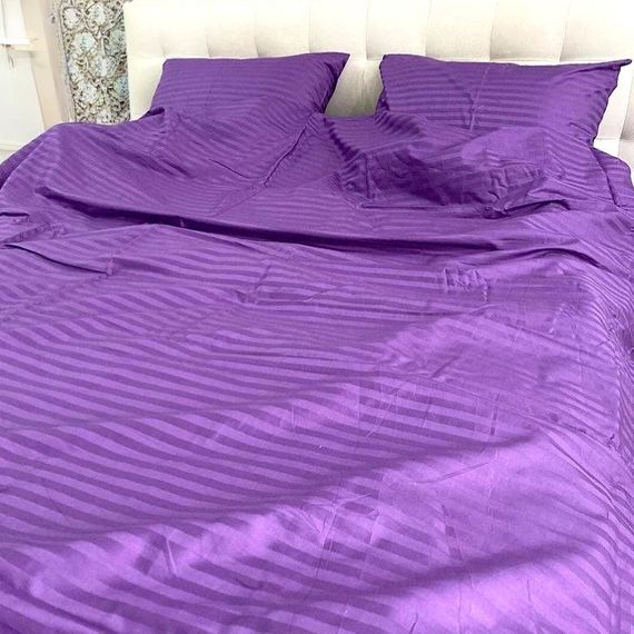 Комплект постільної білизни полуторний MakSon Elegant Purple, страйп-сатин, 100% бавовна (019-1145210С) | Зображення 3