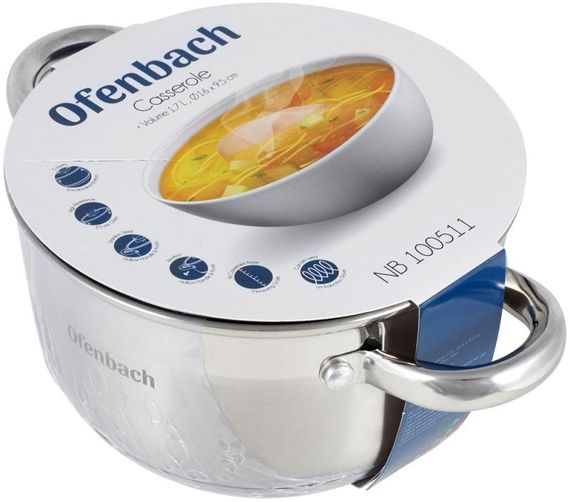 Каструля Ofenbach Casserole з нержавіючої сталі 1700мл зі скляною кришкою | Зображення 6