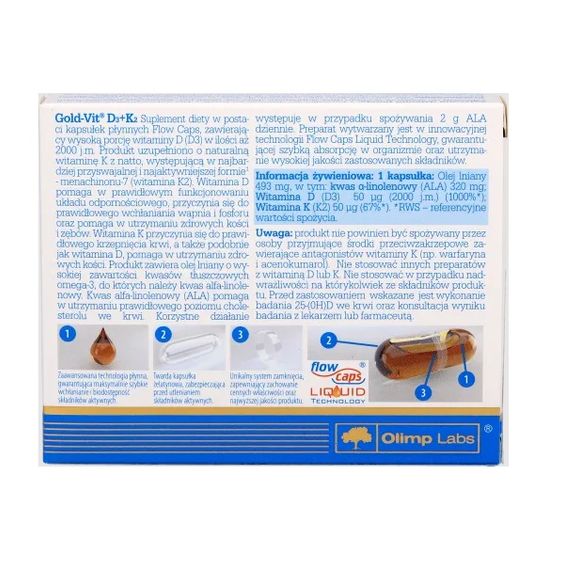 Мультивітаміни для спорту Olimp Nutrition Gold-Vit D3+K2 2000 IU 30 Caps | Зображення 1