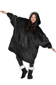 Толстовка-плед з капюшоном для чоловіка та жінки - / Плед жіноча толстовка, худи Чорний