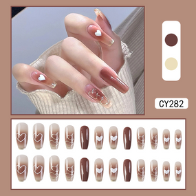 Накладные ногти с клеем CY282 Бежевый 24 шт (A9595)