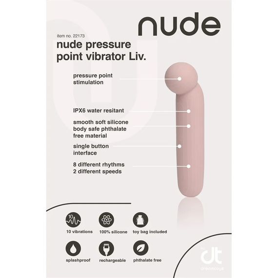 Точковий вібратор NUDE LIV у форматі тревел, рожево-бежевий Sex Aura | Зображення 3