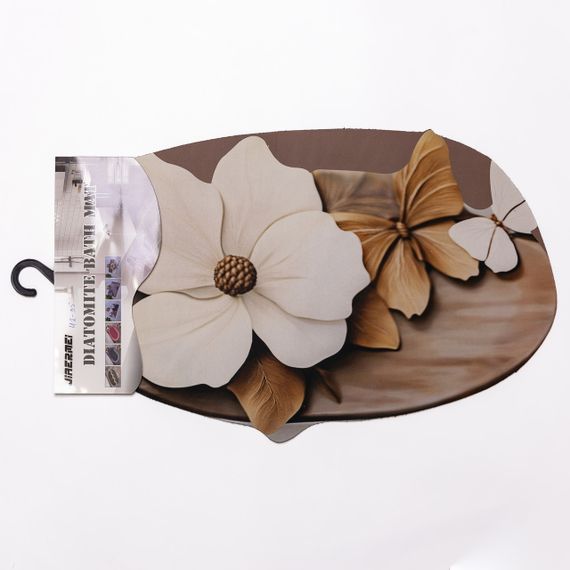 Килимок для ванної кімнати з 3D-ефектом Petal Relief 58*38 см діатомітовий Коричневий HP-42-35 | Зображення 3