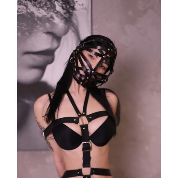 Маска на все лицо открытая из натуральной кожи, ручной работы Candy Hero MGRD2 Sex Aura