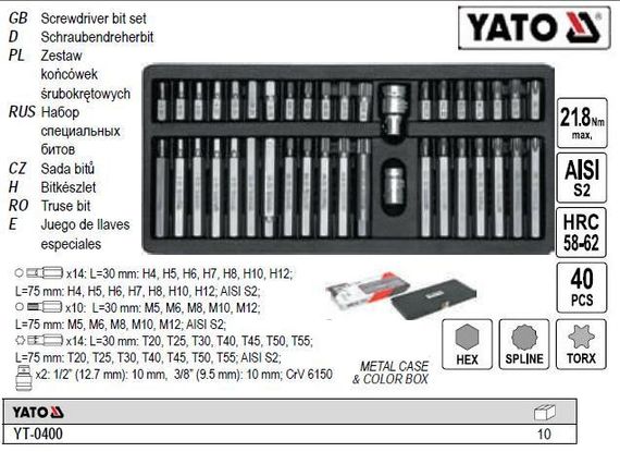 Набор бити YATO Польша специальние 40 штук YT-0400