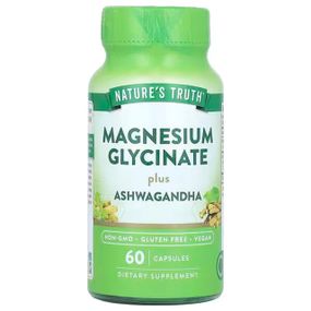 Магній гліцинат плюс ашваганда, Magnesium Glycinate Plus Ashwagandha, Nature's Truth, 60 капсул