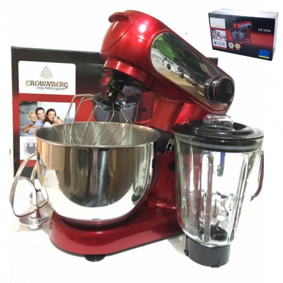 Многофункциональная домашняя кухонная машина комбайн Crownberg CB3404 кухонный миксер тестомес черный | Зображення 1