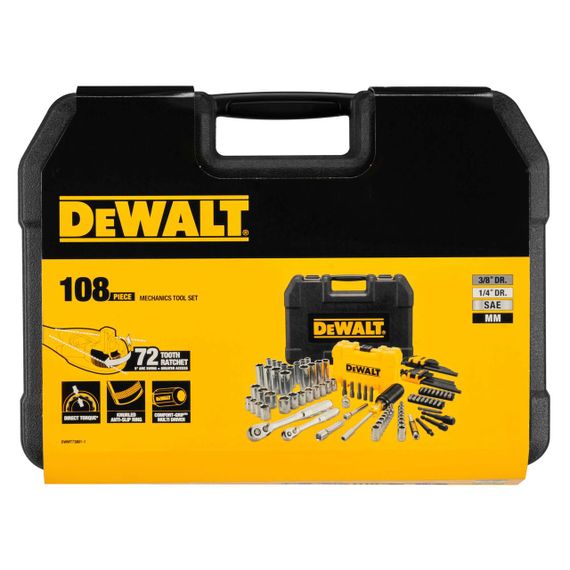Набір головок, біт, шестигранних ключів 1/4 і 3/8, 108 предметів. DeWALT DWMT73801-1 | Зображення 2