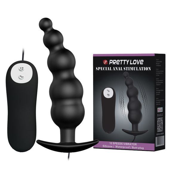 Анальна пробка - Pretty Love Special Anal Stimulation Vibrating Butt Plug Black Sex Aura
