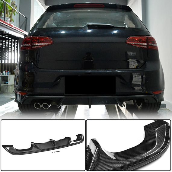 Дифузор заднього бампера (для R/R-Line HB 2012-2017, Карбон) для Volkswagen Golf 7/E-Golf рр