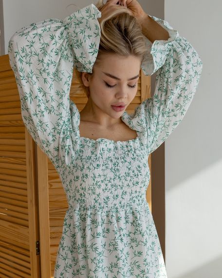 Платье "June" Зелень на белом S - M - L | Зображення 6