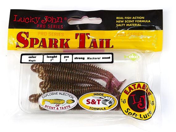 Виброхвосты съедоб. искусст. LJ Лаки Джон Pro Series Spark Tail 3,0in (07,60)/S14 7шт. | Зображення 1