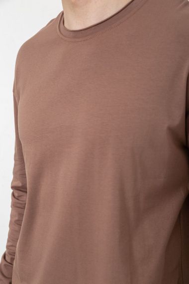 Чоловічий лонгслів однотонний, колір коричневий, 102R3308 | Зображення 4