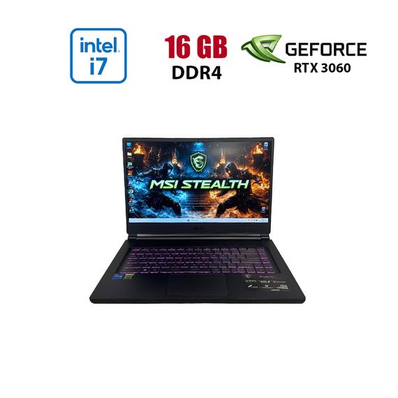 Игровой ноутбук Б-класс MSI Stealth 15M A11UEKV / 15.6" (1920x1080) IPS / Intel Core i7-11375H (4 (8) ядра по 3.0 - 5.0 GHz) / 16 GB DDR4 / 512 GB SSD NVMe / nVidia GeForce RTX 3060, 6 GB GDDR6, 192-bit / WebCam б/у