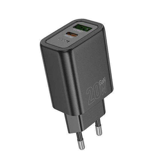 МЗП Hoco N61 Gentle PD20W+QC3.0 (1USB-A/1C) + кабель Type-C to Lightning Black | Зображення 2