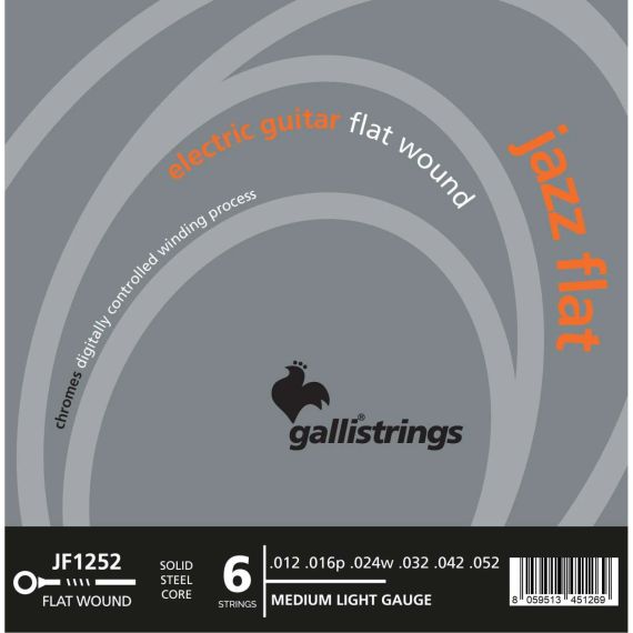 Струни для електрогітари Gallistrings JF1252 (.012-.052), Jazz Flat, MEDIUM LIGHT, Polished Steel
