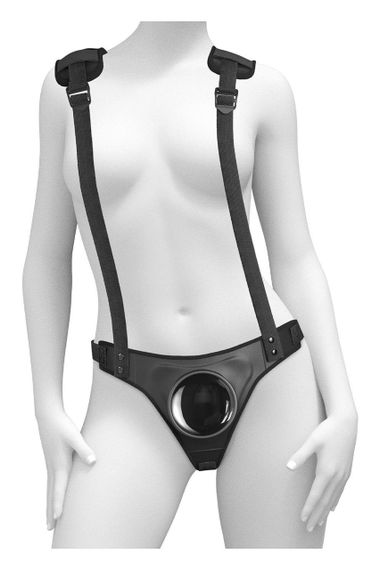 Трусики для страпона Pipedream Body Dock с подтяжками, черные sexstyle | Зображення 1
