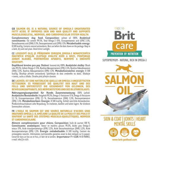 Витамины Brit Care Лососевое масло для собак, 1 л | Зображення 2