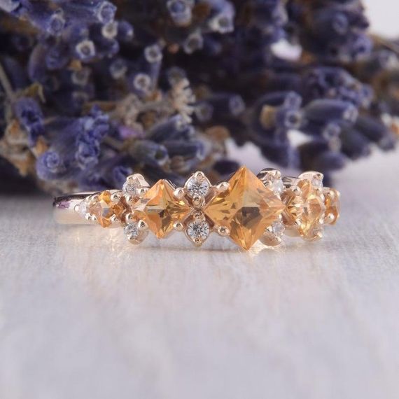 Кольцо из красного золота с цитрином 15.5 | Зображення 2