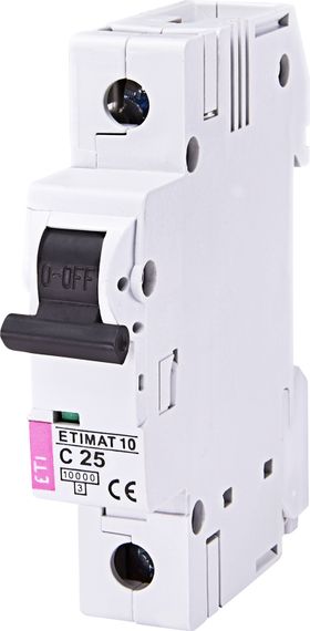 Автоматический выключатель ETI,  ETIMAT 10  1p C 25А (10 kA) (2131718)