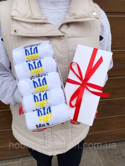 Набір чоловічих патріотичних шкарпеток 40-45 на 5 пар у подарунковій коробці із стрічкою | Зображення 3