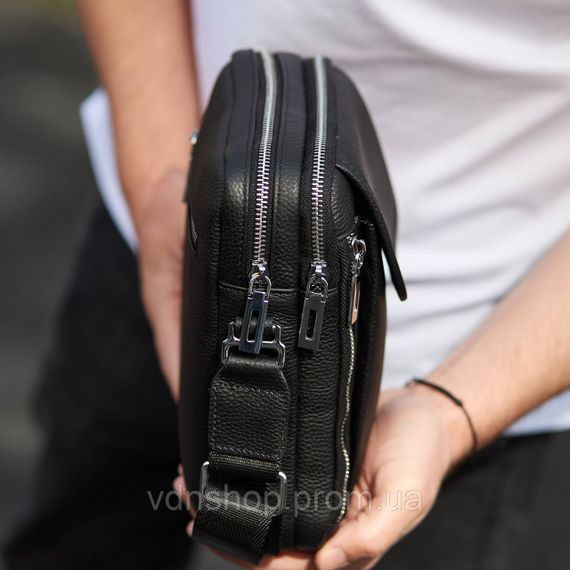 Чоловіча шкіряна сумка-барсетка 19х24х7.5, сумочка планшет через плече Bexhill BX-36256 чорна | Зображення 4