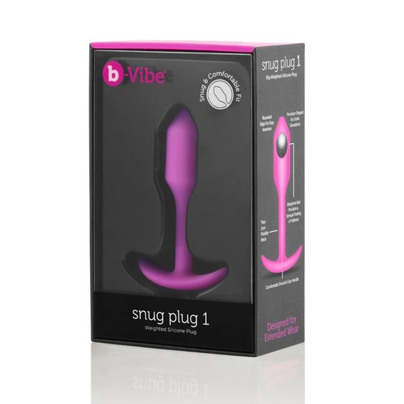 Анальна пробка із зміщеним центром ваги, S, B-vibe Snug Plug 1 рожева, 8.6 х 2.2 см | Зображення 6
