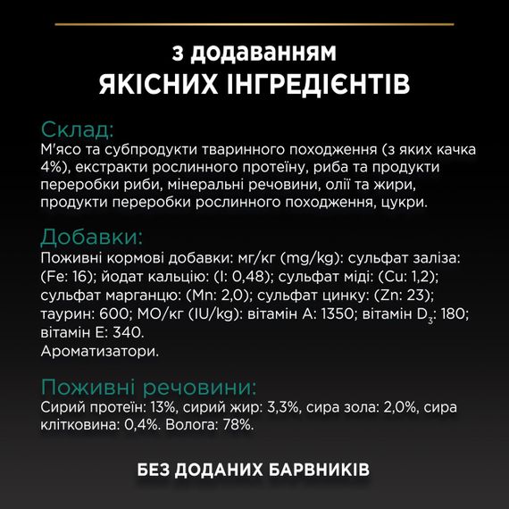 Вологий корм для стерилізованих котів з качкою Purina Pro Plan Sterilised Nutrisavour, 85 гр | Зображення 6
