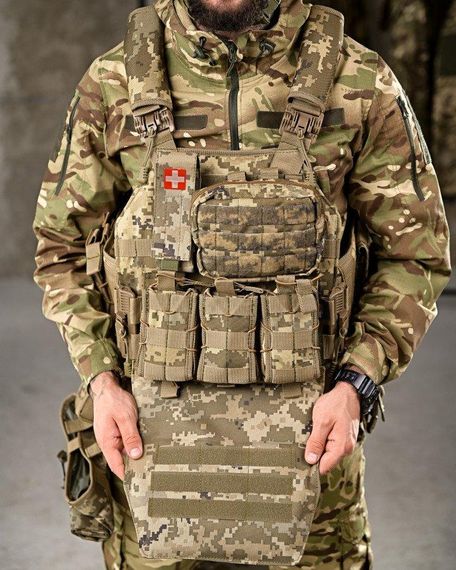 Плитоноска быстрый сброс +РПС в сборе  пиксель ПП7858 | Зображення 3