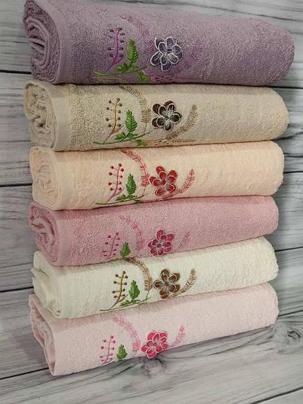 Полотенца с 3D вышивкой Mame 3D Flowers 70х140см Махра набор 6шт